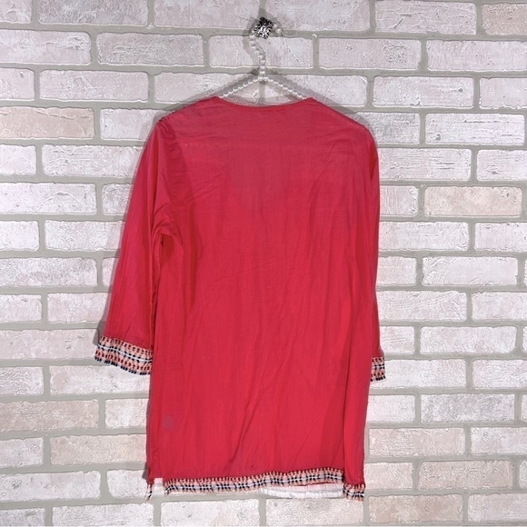 J. McLaughlin Paget Embroidered Tunic Top in Coral Size S - Picture 3 of 9